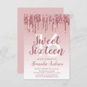 Invitation Rose Gold Sparkle Parties scintillant Sweet sixtee