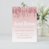 Invitation Rose Gold Sparkle Parties scintillant Sweet sixtee (Debout devant)