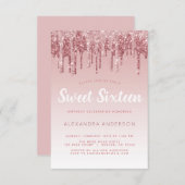 Invitation Rose Gold Sparkle Parties scintillant Sweet sixtee (Devant / Derrière)