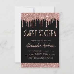 Invitation Rose Gold Sparkle Parties scintillant Sweet sixtee