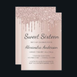 Invitation Rose Gold Sparkle Parties scintillant Sweet sixtee<br><div class="desc">Rose Bleu - Rose Gold Sparkly Dripping Parties scintillant Sweet 16 Anniversaire Invitation de fête. C'est la parfaite Invitation d'anniversaire de Sweet sixteen pour une Parties scintillant d'or Rose moderne et rose vif Ombre  Fille étincelante fête d'anniversaire. Veuillez contacter le concepteur pour les articles customisés correspondants.</div>