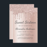 Invitation Rose Gold Sparkle Parties scintillant Sweet sixtee<br><div class="desc">Rose Bleu - Rose Gold Sparkly Dripping Parties scintillant Sweet 16 Anniversaire Invitation de fête. C'est la parfaite Invitation d'anniversaire de Sweet sixteen pour une Parties scintillant d'or Rose moderne et rose vif Ombre  Fille étincelante fête d'anniversaire. Veuillez contacter le concepteur pour les articles customisés correspondants.</div>