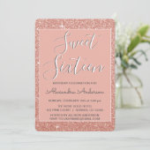Invitation Rose Gold Sparkle Parties scintillant Sweet sixtee (Debout devant)