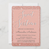 Invitation Rose Gold Sparkle Parties scintillant Sweet sixtee (Devant)