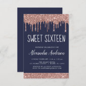 Invitation Rose Gold Sparkle Parties scintillant Sweet sixtee (Devant / Derrière)