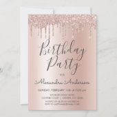 Invitation Rose Gold Sparkle Parties scintillant Tout âge Ann (Devant)