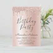 Invitation Rose Gold Sparkle Parties scintillant Tout âge Ann (Debout devant)