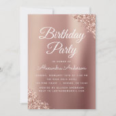 Invitation Rose Gold Sparkle Parties scintillant Tout âge Ann (Devant)