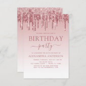 Invitation Rose Gold Sparkle Parties scintillant Tout âge Ann (Devant / Derrière)