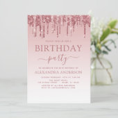 Invitation Rose Gold Sparkle Parties scintillant Tout âge Ann (Debout devant)