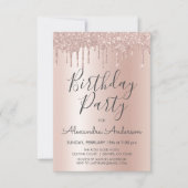 Invitation Rose Gold Sparkle Parties scintillant Tout âge Ann (Devant)