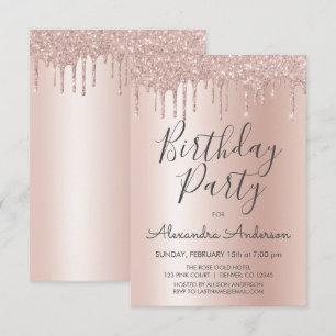 Invitation Rose Gold Sparkle Parties scintillant Tout âge Ann
