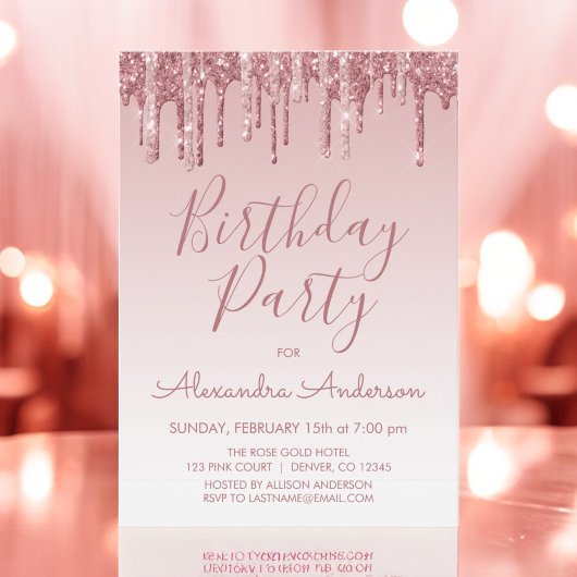Invitation Rose Gold Sparkle Parties scintillant Tout âge Ann