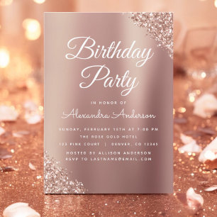 Invitation Rose Gold Sparkle Parties scintillant Tout âge Ann
