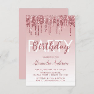 Invitation Rose Gold Sparkle Parties scintillant Tout âge Ann