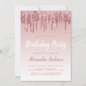 Invitation Rose Gold Sparkle Parties scintillant Tout âge Ann (Devant)