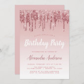 Invitation Rose Gold Sparkle Parties scintillant Tout âge Ann (Devant / Derrière)