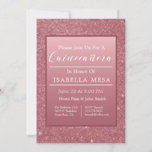 Invitation Rose Gold Sparkle Quinceanera Party