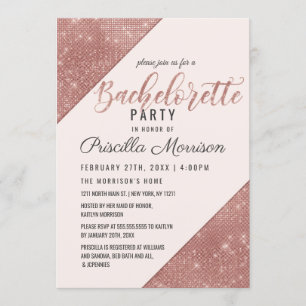 Invitation Rose Gold Sparkling Parties scintillant Sequin Bac