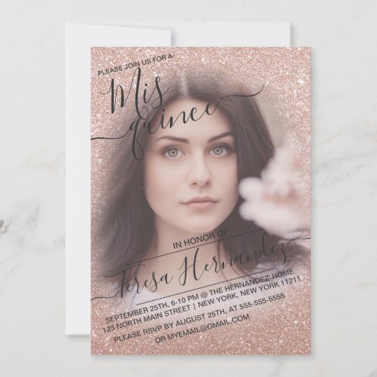 Invitation Rose Gold Sparkly Parties scintillant Ombre Photo (Devant)