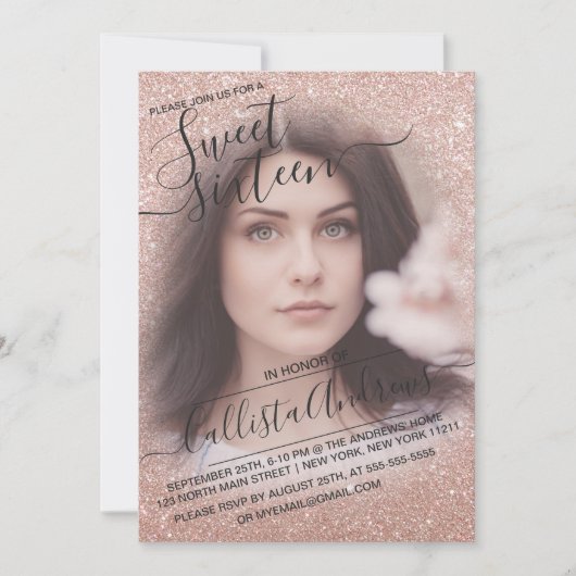 Invitation Rose Gold Sparkly Parties scintillant Ombre Photo (Devant)