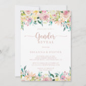 Invitation Rose Gold Spring Floral Genre Revevela Party (Devant)