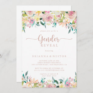 Invitation Rose Gold Spring Floral Genre Revevela Party
