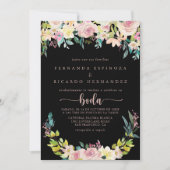 Invitation Rose Gold Spring Floral Mariage espagnol (Devant)