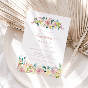 Invitation Rose Gold Spring Florale Surprise Party