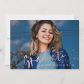 Invitation Rose Gold Stars Fière Diplômée Photo Graduate Dipl (Devant)