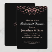 Invitation Rose Gold sur noir, élégant dîner de répétition (Devant / Derrière)
