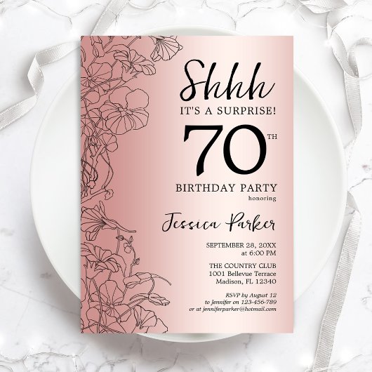 Invitation Rose Gold Surprise 70e anniversaire