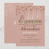 Invitation Rose Gold Surprise Anniversaire Femmes 60e, 70e, 8 (Devant / Derrière)