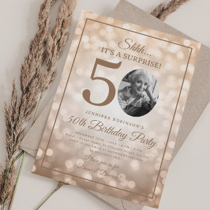 Invitation Rose Gold SURPRISE Photo 50e Anniversaire Glam Lum