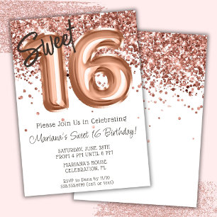 Invitation Rose Gold Sweet 16 Anniversaire