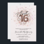 Invitation Rose Gold Sweet 16 Aquarelle rose Fille Ballons<br><div class="desc">Faites savoir à vos amis de marquer leurs calendriers pour votre journée spéciale avec ces belles invitations bleu poussiéreux Sweet 16. Chaque invitation présente un design festif avec de beaux ballons, parfait pour mettre l'ambiance pour une journée de plaisir et de célébration. Que vous ayez l'intention d'organiser un gala de...</div>