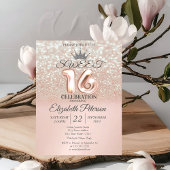 Invitation Rose Gold Sweet 16 Parties scintillant Bokeh Ombre