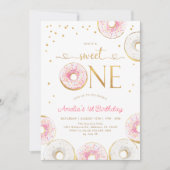Invitation Rose Gold Sweet One Donuts 1er anniversaire (Devant)