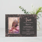 Invitation Rose Gold tendance Élégante 2e anniversaire filles (Debout devant)