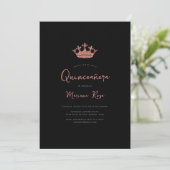 Invitation Rose Gold Tiara Quinceanera fête d'anniversaire (Debout devant)