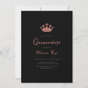 Invitation Rose Gold Tiara Quinceanera fête d'anniversaire