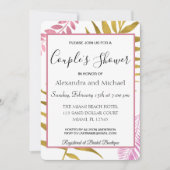 Invitation Rose Gold Tropical Floral Couple's Douche (Devant)