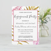 Invitation Rose Gold Tropical Floral Engagement (Debout devant)