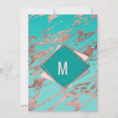 Invitation Rose Gold Turquoise Vert marbre Brunch Bubbly (Dos)