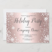 Invitation Rose Gold typographie de flocon de neige entrepris (Devant)