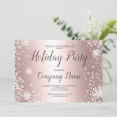 Invitation Rose Gold typographie de flocon de neige entrepris (Debout devant)