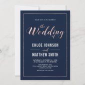 Invitation Rose Gold | Typographie Moderne Simple de Mariage (Devant)