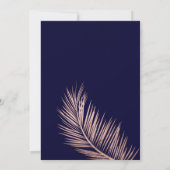 Invitation Rose Gold typographie palmiers bleu marine mariage (Dos)