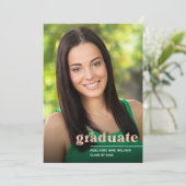 Invitation Rose Gold Typographie Photo Graduation Party (Debout devant)