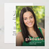 Invitation Rose Gold Typographie Photo Graduation Party (Devant / Derrière)